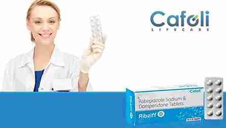 Ribziff D Tablet at best price in GI Therapy Franchise for nausea relief and acid reduction.